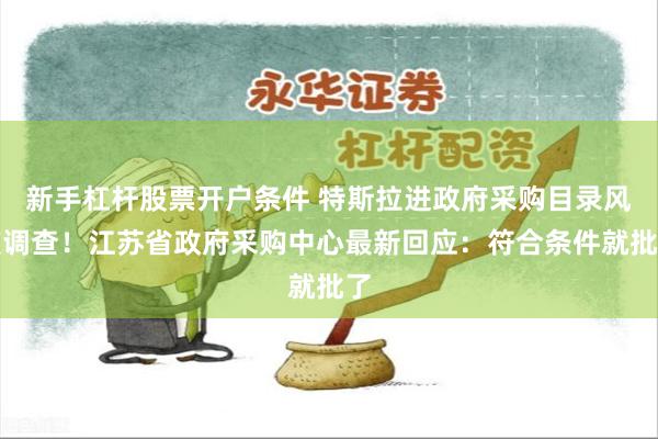 新手杠杆股票开户条件 特斯拉进政府采购目录风波调查！江苏省政府采购中心最新回应：符合条件就批了